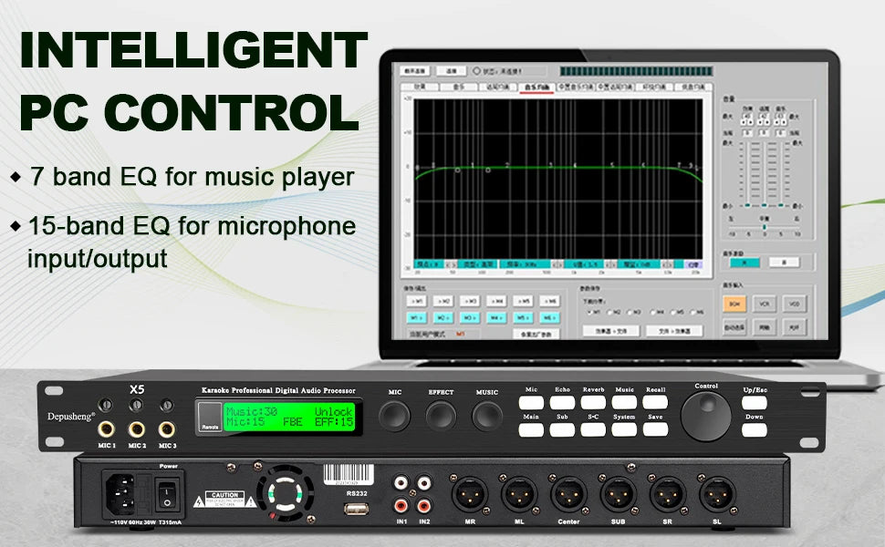 Procesador de Audio Digital x5 y Amplificador