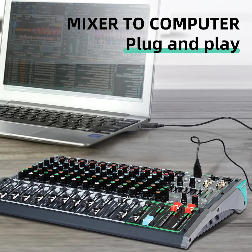 Professional 12-Channel Audio Mixer 