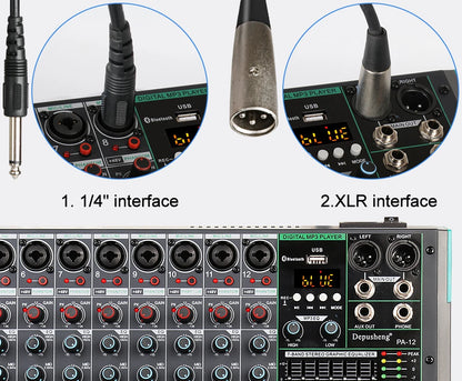 Professional 12-Channel Audio Mixer 